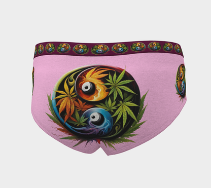 Yin & Yum Cheeky Briefs | Women's Herbal Leaf Print Underwear | Cotton Candy Color